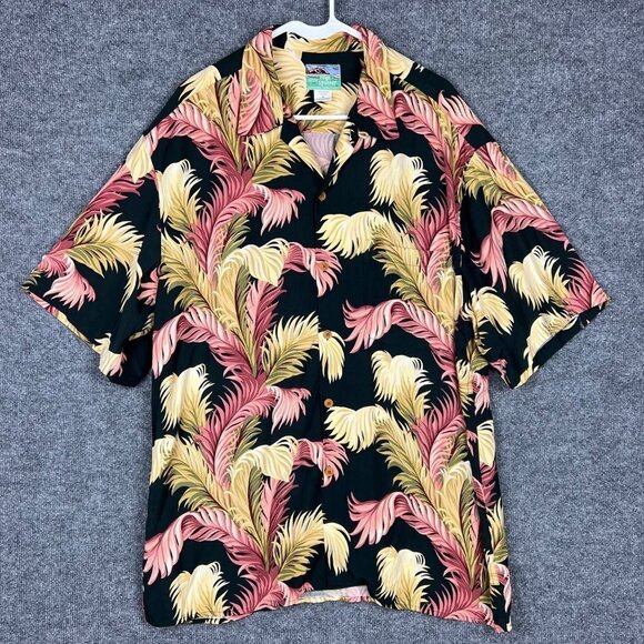 Reyn Spooner Hawaiian Tropical Floral Leaves Button Down Shirt Sz‎ LARGE - Picture 1 of 9